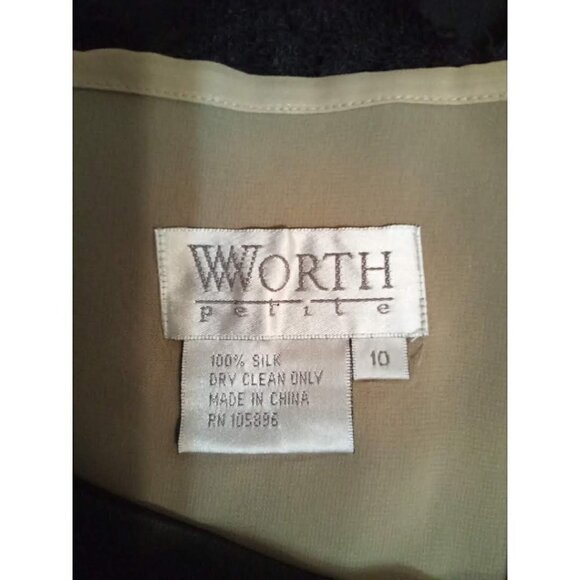 Worth Petite Black 100% Silk Cap Sleeve Knee Length Sheath Dress Sz 10 - Picture 7 of 7